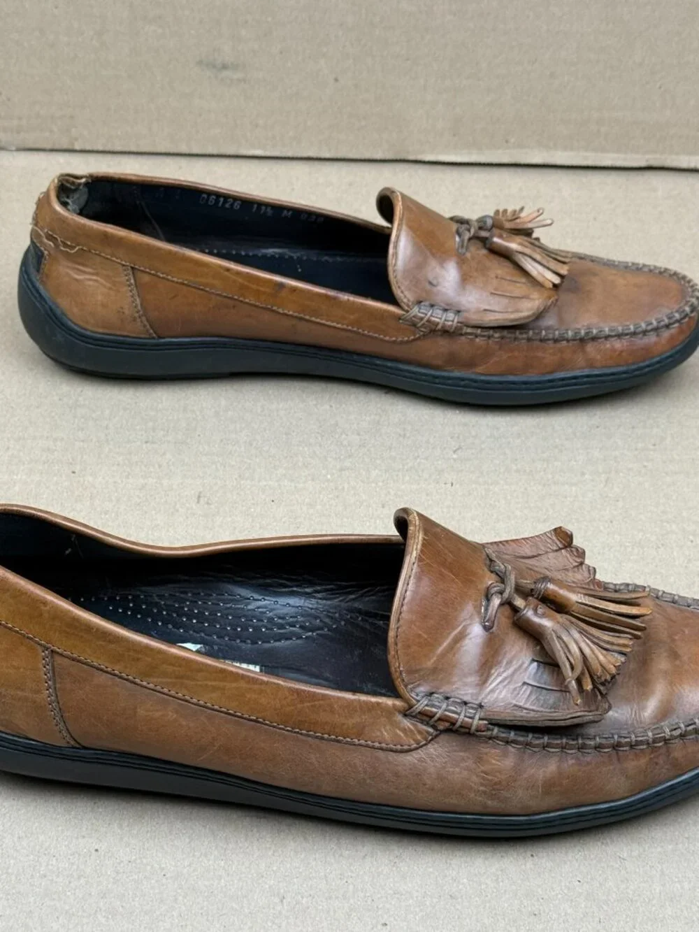 Bragano Men's Brown Leather Tassel Loafers Size 11.5 M DAMAGE
